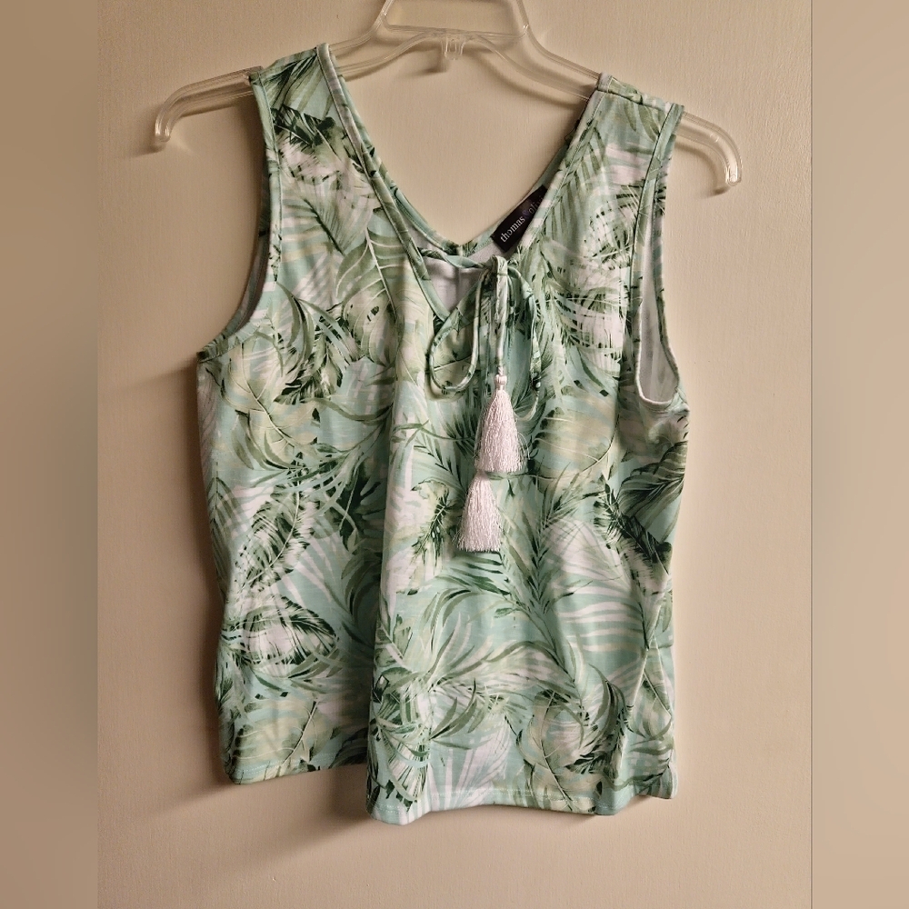 Tropical Print Sleeveless Blouse